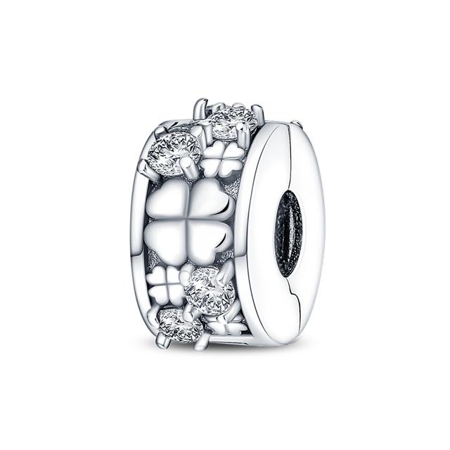 Fecho Prateado Clipe Prateado 925 Berloques Contas Stopper Serve Pulseira Clipe Joia Prata 925