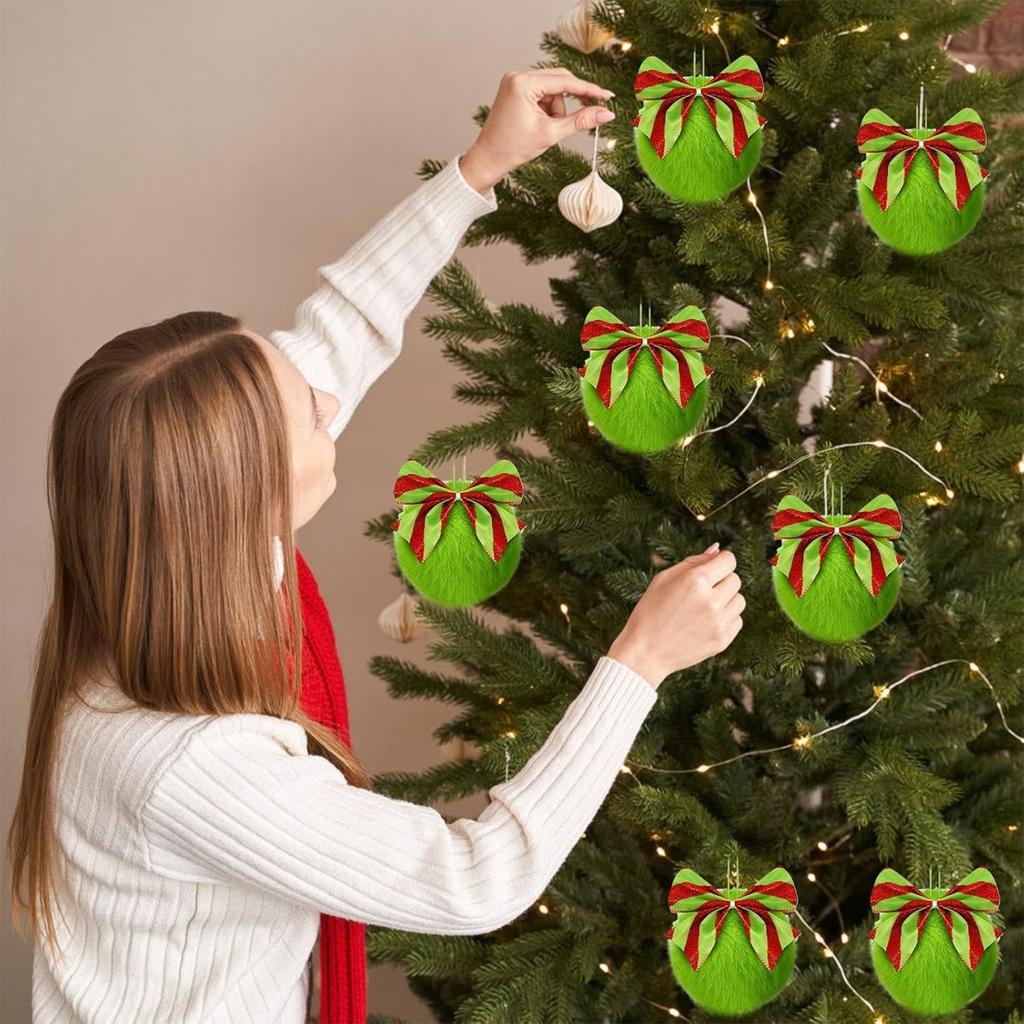 Bowknot Little Plush Ball Christmas Decoration Hanging Plush Ball Festive Atmosphere Display.