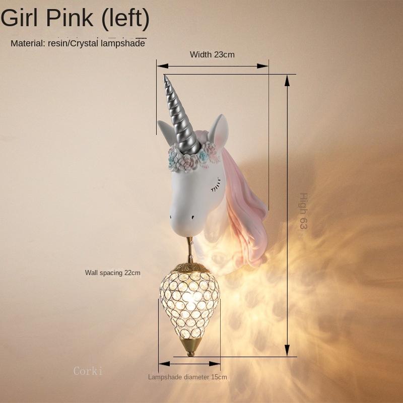 Nordic Simple Lovely Unicorn Led Wall Lamp Bedroom Bedside Lamp Girl Pink Creative Room Sconce Wall Lights Cartoon Unicorn Lamp