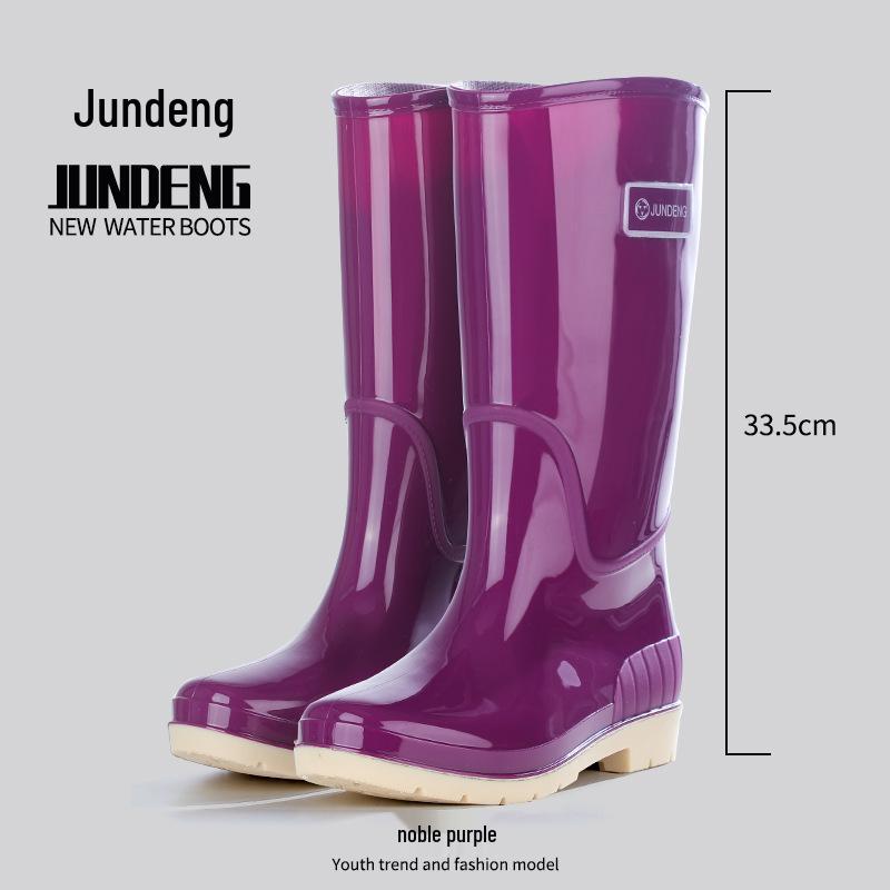 Женские 42 см Очень Высокие Нескользящие Утолщенные Водонепроницаемые Резиновые Сапоги для Путешествий, Уборки Столовой и Модной Носки