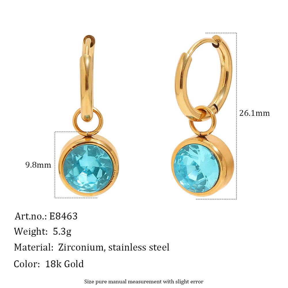 Exquisite 18K Gold-Plated French Earrings with Colorful Round Diamonds