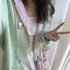 Y2k Hoodies Green Kawaii Cat Floral Print Hooded Zip-up Woman Sweatshirts Pink Thin Jacket Spring Autumn Clothes Cute Streetwear