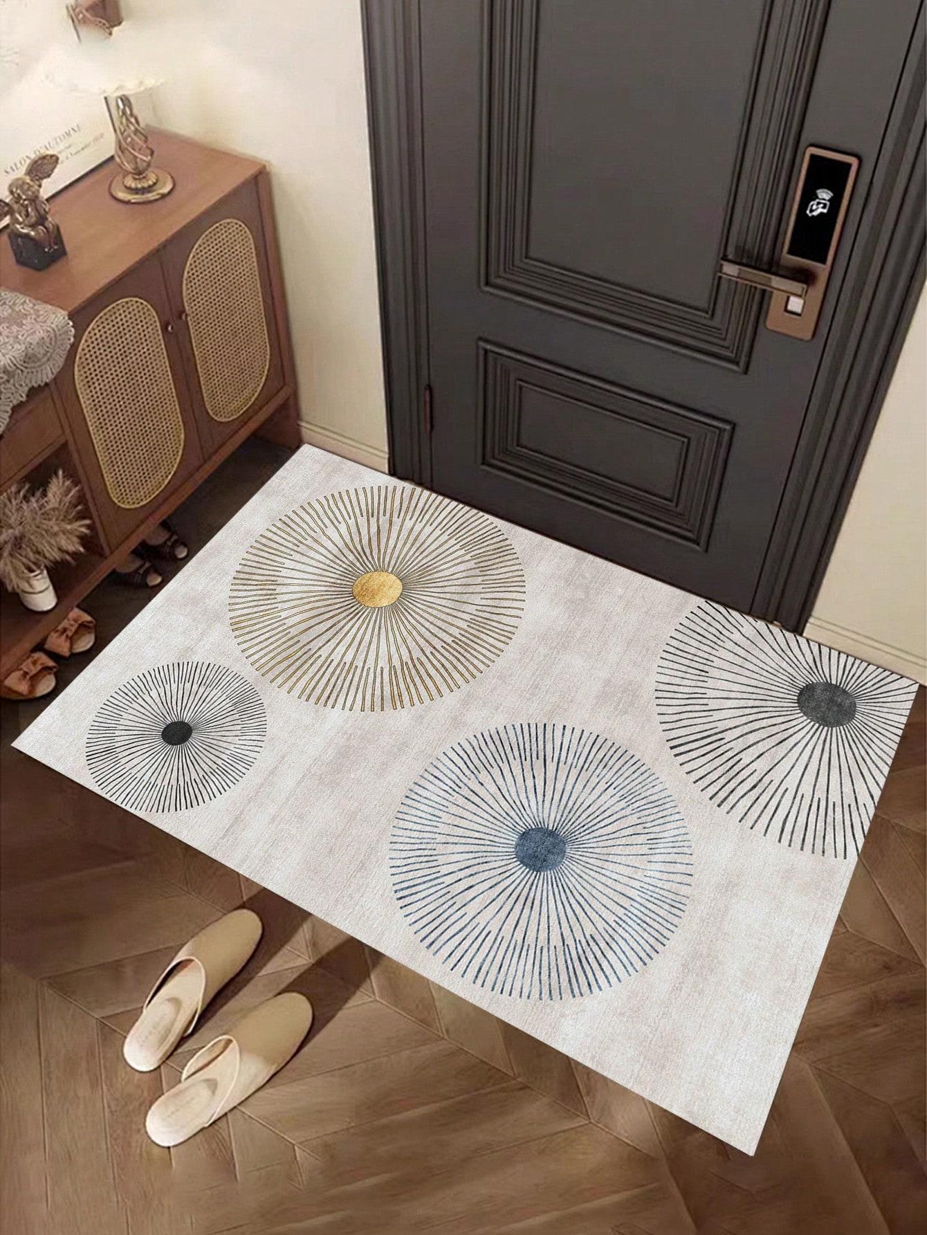 

1шт Синій Омбре Графіті Геометричні Блоки Дизайн Килим для Вітальні Сучасний і Мінімалістичний Килимок Килимок для Декору Спальні 40x60cm