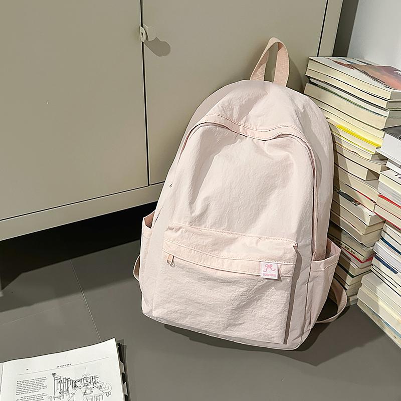 Solid Color Student Schoolbag Women's Large Capacity Backpack Men's Travel Backpack