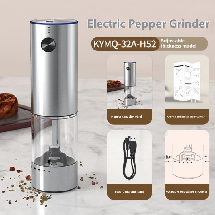 Automatic Adjustable Spices Grinder For Cooking Rechargeable Design With Transparent Window Kitchen Accessory