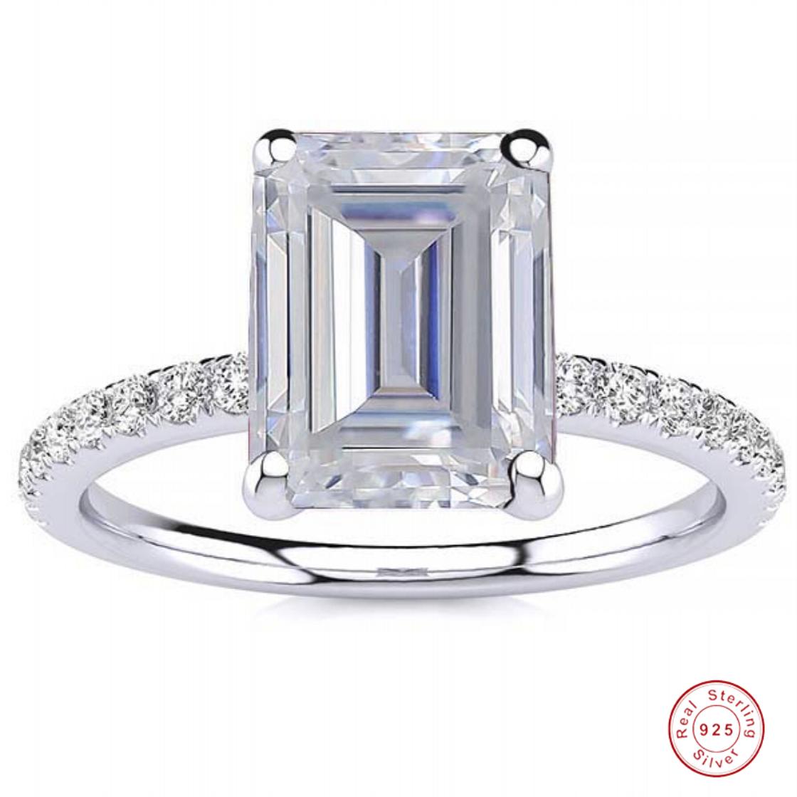 

Вечность 925 стерлингового серебра обручальные кольца для женщин свадебные изумруд огранка бриллиант обещание вечеринка ювелирные изделия подарок 5