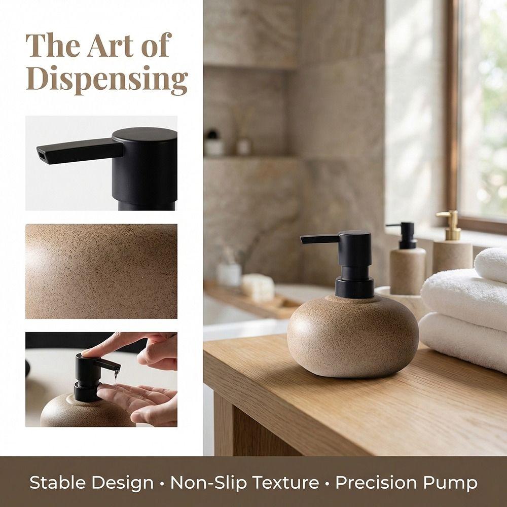 Coarse Pottery Press Bottle Stone-Textured Lotion Bottle Shampoo Soap Dispenser  Bathroom