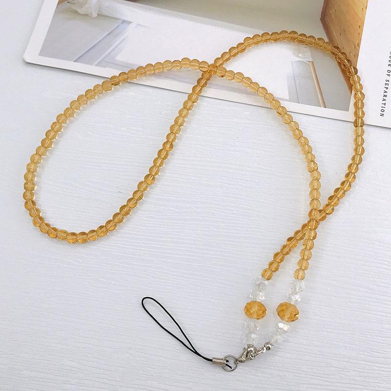 Handmade Crystal Bead Nylon Phone Neck Lanyard - Transparent, Long, Couples' Design