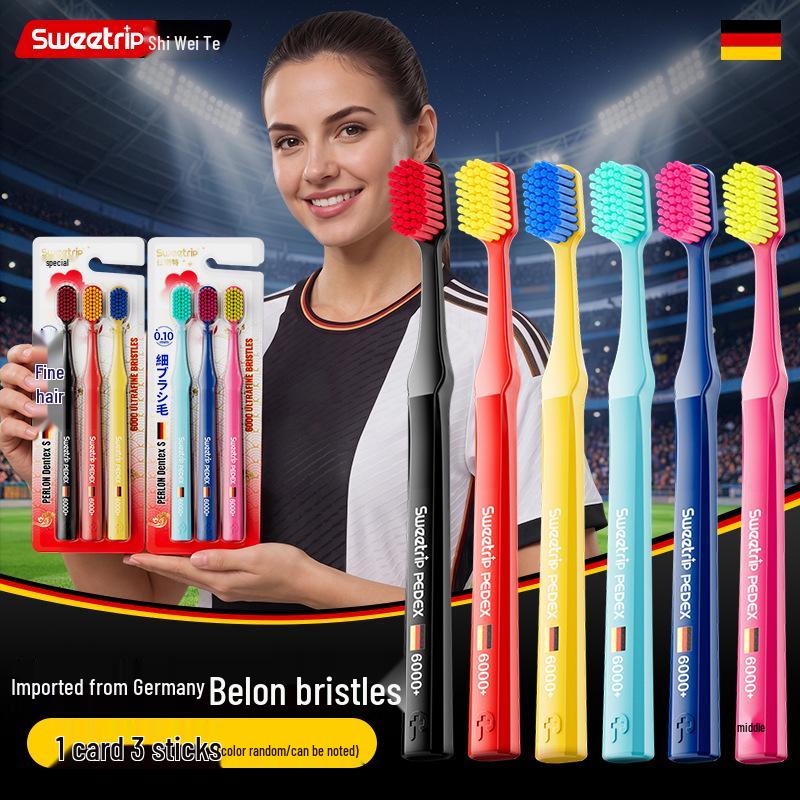 Japanese Brand Dopamine Adult Wide Head Soft Bristle Toothbrush - 3 Pack for Couples