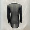 Spring solid color semi high neck long sleeved mesh splicing sexy perspective one-step skirt dress