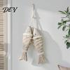 Unique Housewarming Gifts Rustic Nautical Wooden Fish Decor, Coastal Beach Style Wall Hanging Office Decorative Accents Ornament with Fishing Net for