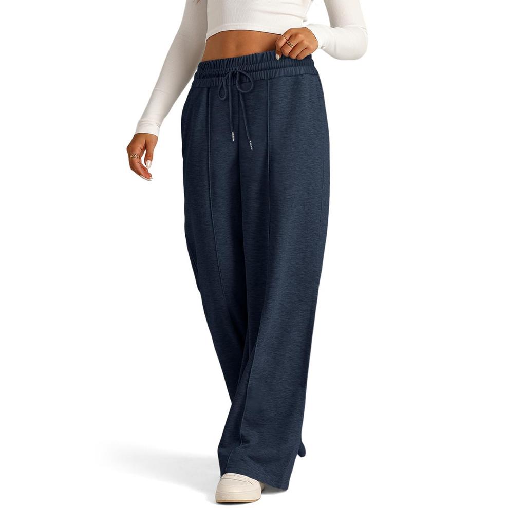 Rope Solid Color Wide Leg Pants Women's Pants Fashionable Casual Pants