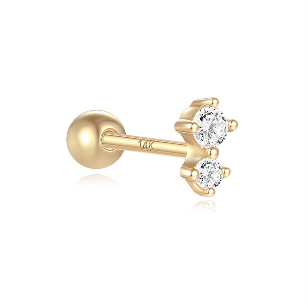 

14K Gold Wind Simple Diamond Piercing Small Gold Ball 18G Earbone Stud Gold Earbones High-End Jewelry