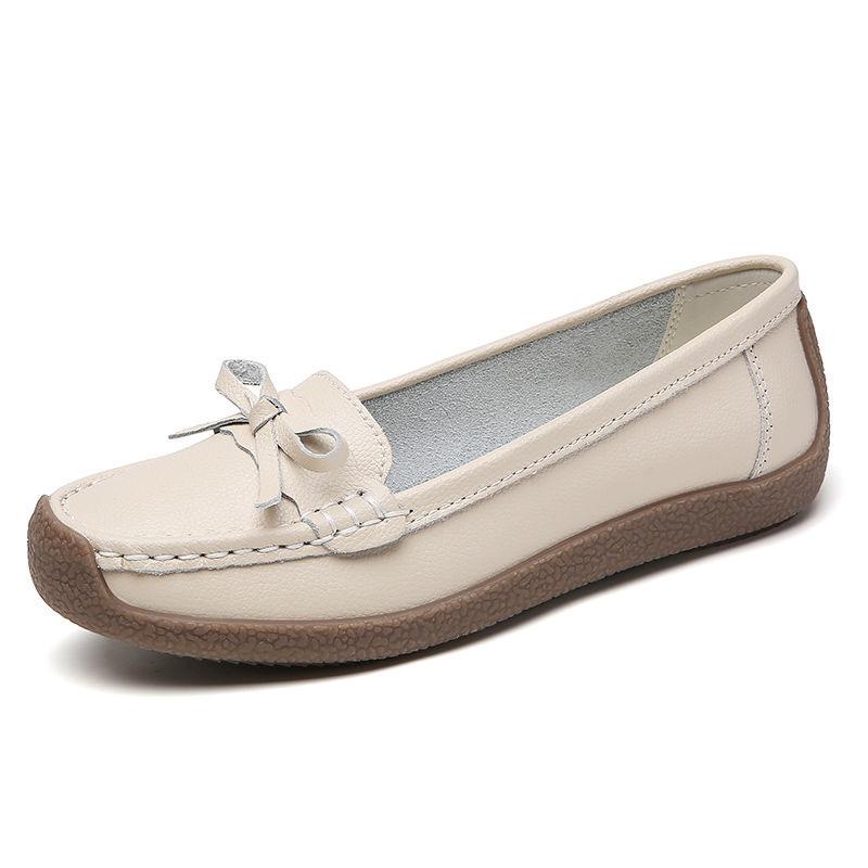 BrandNew Genuine Leather Export Handmade Bean Bean Snail Lady FootPairs Non-slip Wear-resistant Flat Sole SoftFit Loafers Women