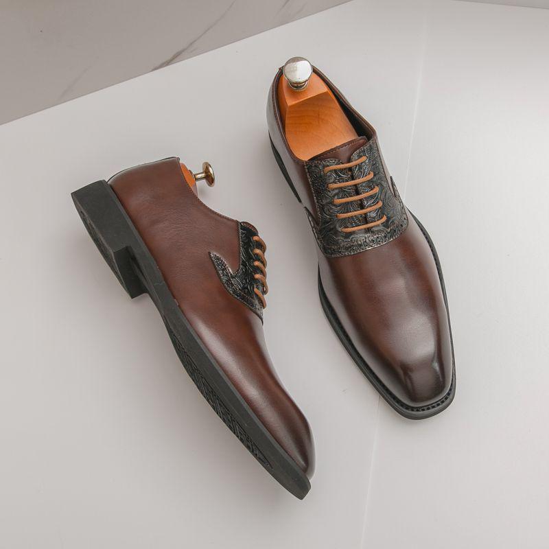 

Men s British-Style Handmade Brown Leather Formal Shoes - European Edition, Fashion Business & Wedding Trend 43