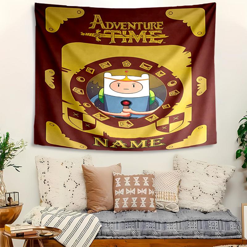 Personalized Adventure Time Background Tapestry,Custom Name Birthday Party,Multifunctional Wall Decoration for Home Decor,Various Occasions