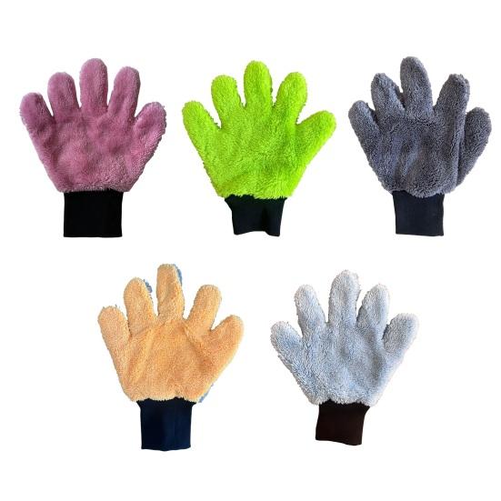 1 Stück beidseitiger dicker Plüsch-Waschhandschuh für das Auto, weicher 5-Finger-kratzfreier Handschuh für die Schaumreinigung, wasserdicht, Handgelenk, Detailpflege