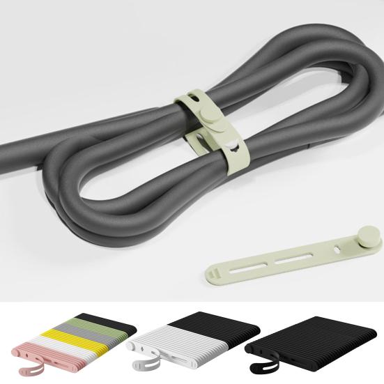 20Pcs Data Cable Ties Waterproof Elastic Clear Marking Cable Ties Lightweight Cord Organizers with Logo Patches Wire Processors