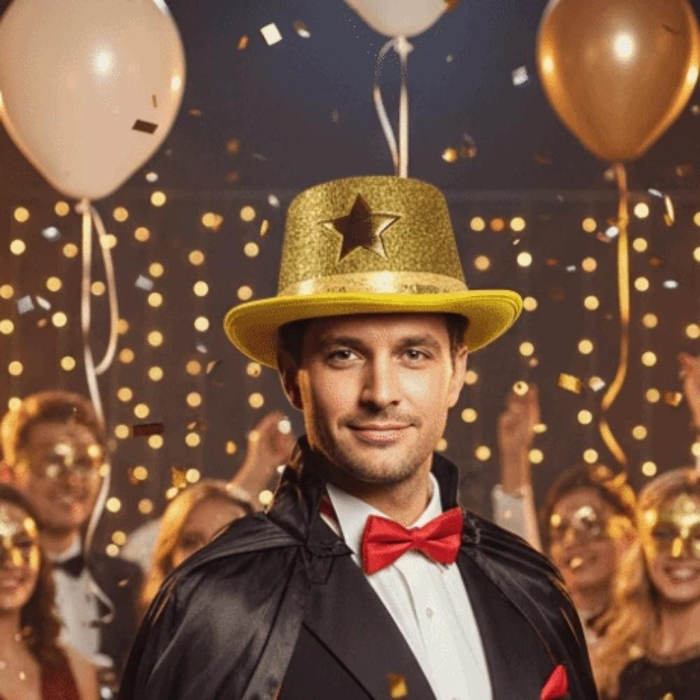 Wide Brim Shiny Jazz Hat Woolen Festival Party Cap Cool Suit Top Hat  Fashion Show