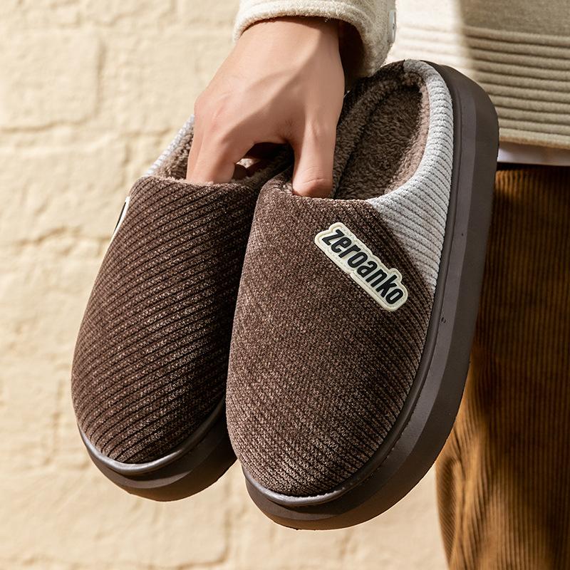 

Хлопковые тапочки нескользящие и теплые зимние тапочки с закрытым носком, утолщенная мягкая подошва, домашние тапочки для помещений, вельветовые тапочки с цветовой гаммой 44-45