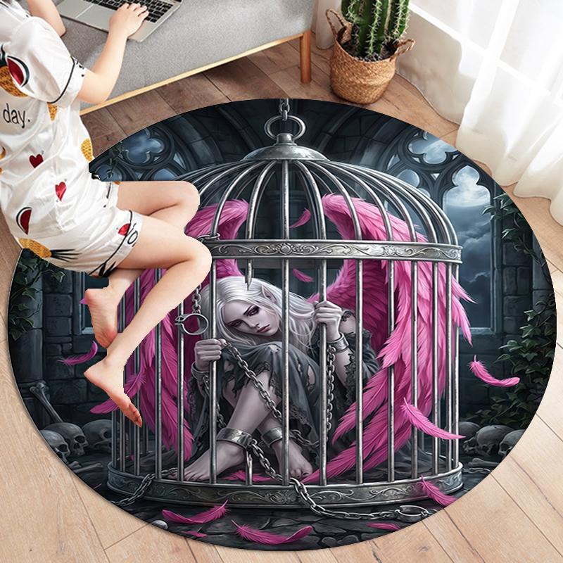 Seven Deadly Sins Round Area Rug,Carpet Rug for Living Room Bedroom Sofa Playroom Decor,Non-slip Floor Mat