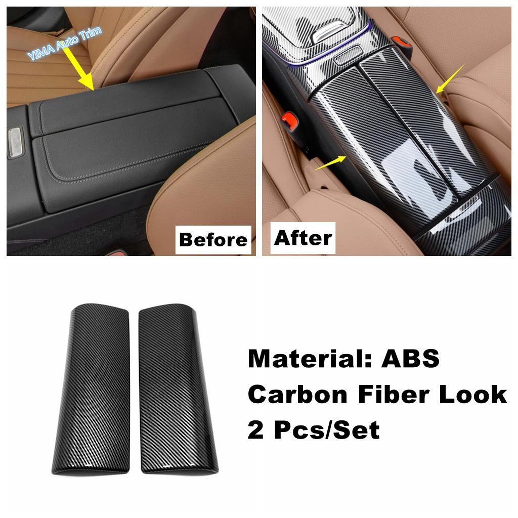 Carbon Fiber Hand Brake Button / Gear Shift / Water Cup Cover Trim For Mercedes Benz E-Class W214 E300 2024 2025 ABS Accessories