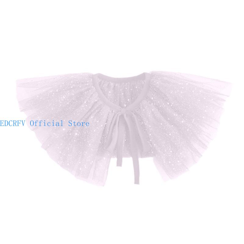 Идеальное Сочетание 652F Кружевной Воротник-Пышный Воротник Регулируемый Пояс Тюлевый Воротник Для Маскарадов Сценических Выступлений Викторианские Стилі Костюмный Воротник