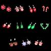 Santa Claus Xmas Dangle Ear Clips Electric Luminous Christmas Pendant LED Drop Earrings  Girls