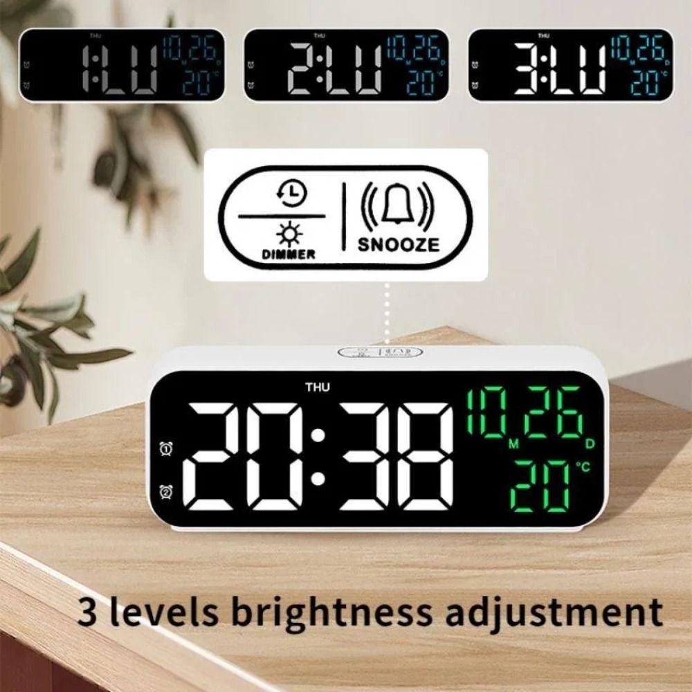 Brightness Adjustment Large Digital Clock Voice Control Alarm Clock  for Living Room