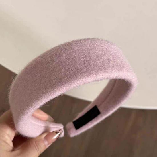 Women Headband Wide-Brimmed Sponge Filling Soft Suede Texture Hair Hoop Autumn