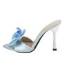 Hate Day Bow Model Catwalk Transparent Crystal High Heel Sandals Fashion Party Sandals Woman