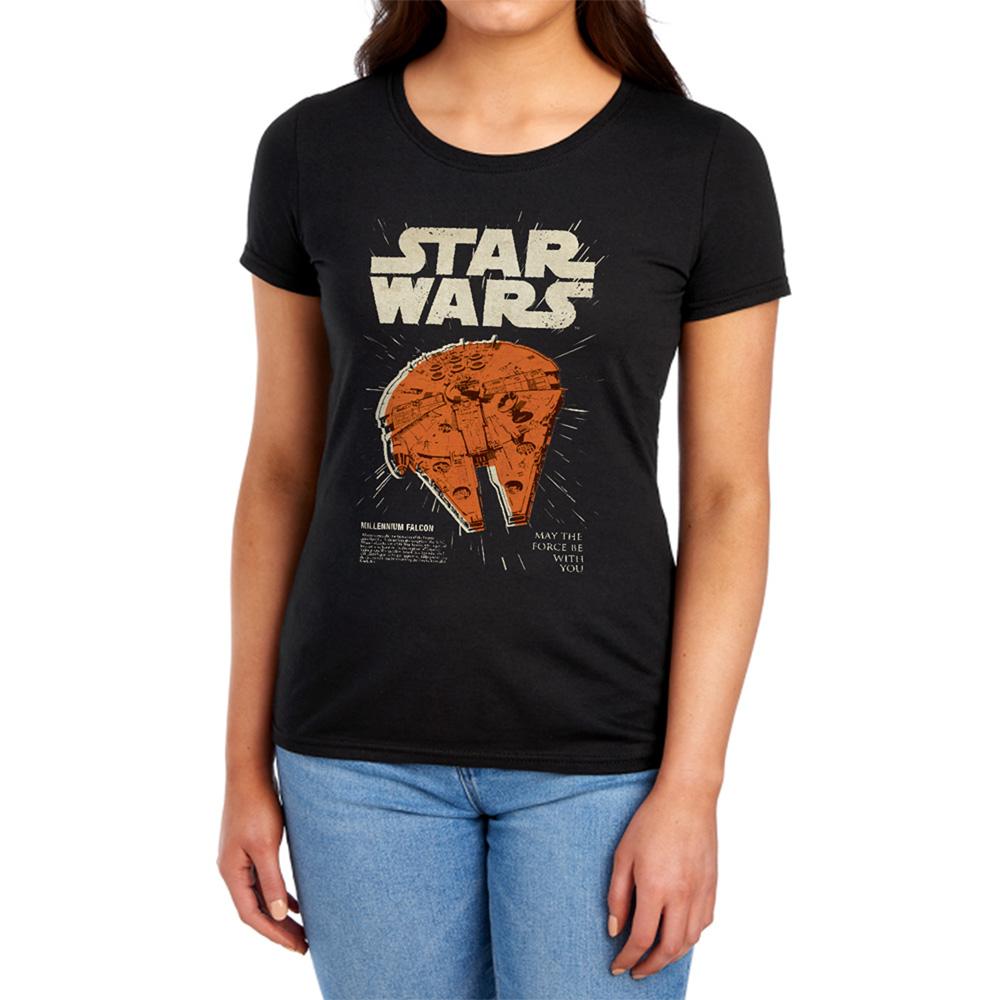 Star Wars Womens/Ladies Millenium Falcon Retro Fitted T-Shirt