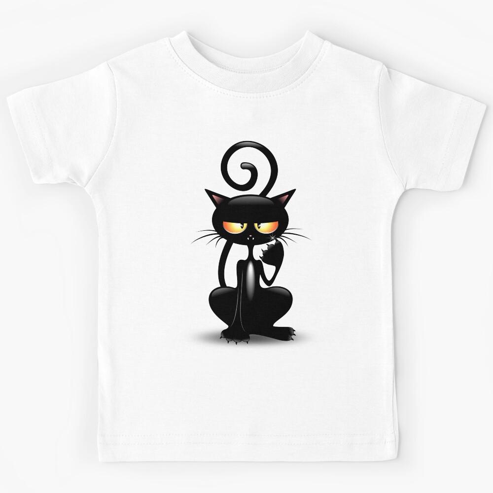 Cat Cattish Angry Black Cat funny Character Kids T-Shirt 150
