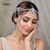 Yula Pan Multilayer Tassel Forehead Hair Chain, Bridal Wedding Hairband.