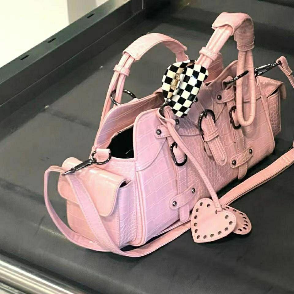 Dámská čtvercová nýtovaná kabelka, taška přes rameno, crossbody kabelka, kompletní vintage módní kabelka pro dívky