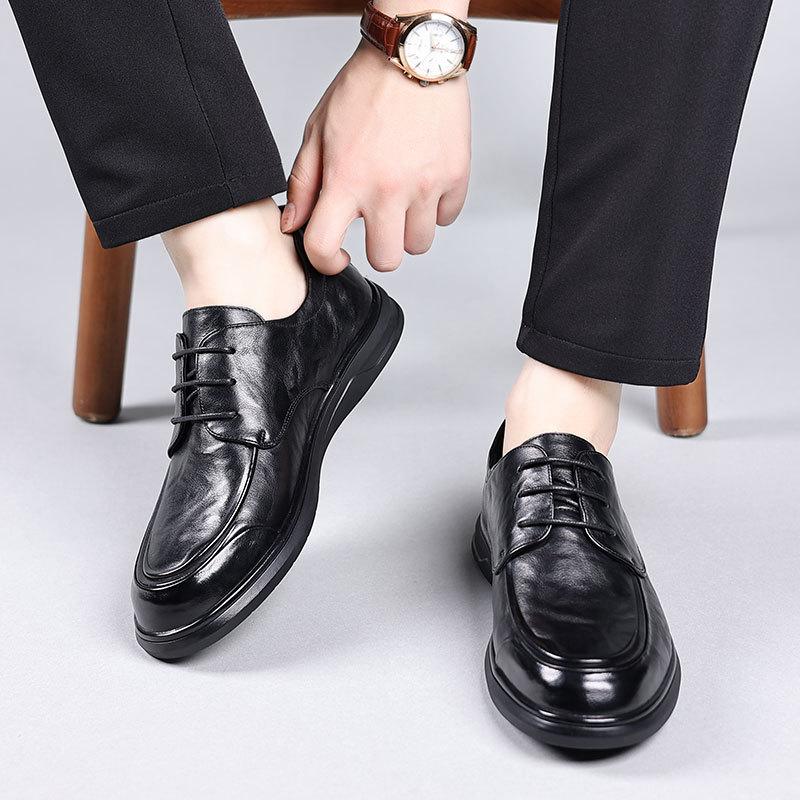 The first layer of cowhide autumn new men's business casual leather shoes high-end leather men's soft-soled single shoes men's shoes shoes