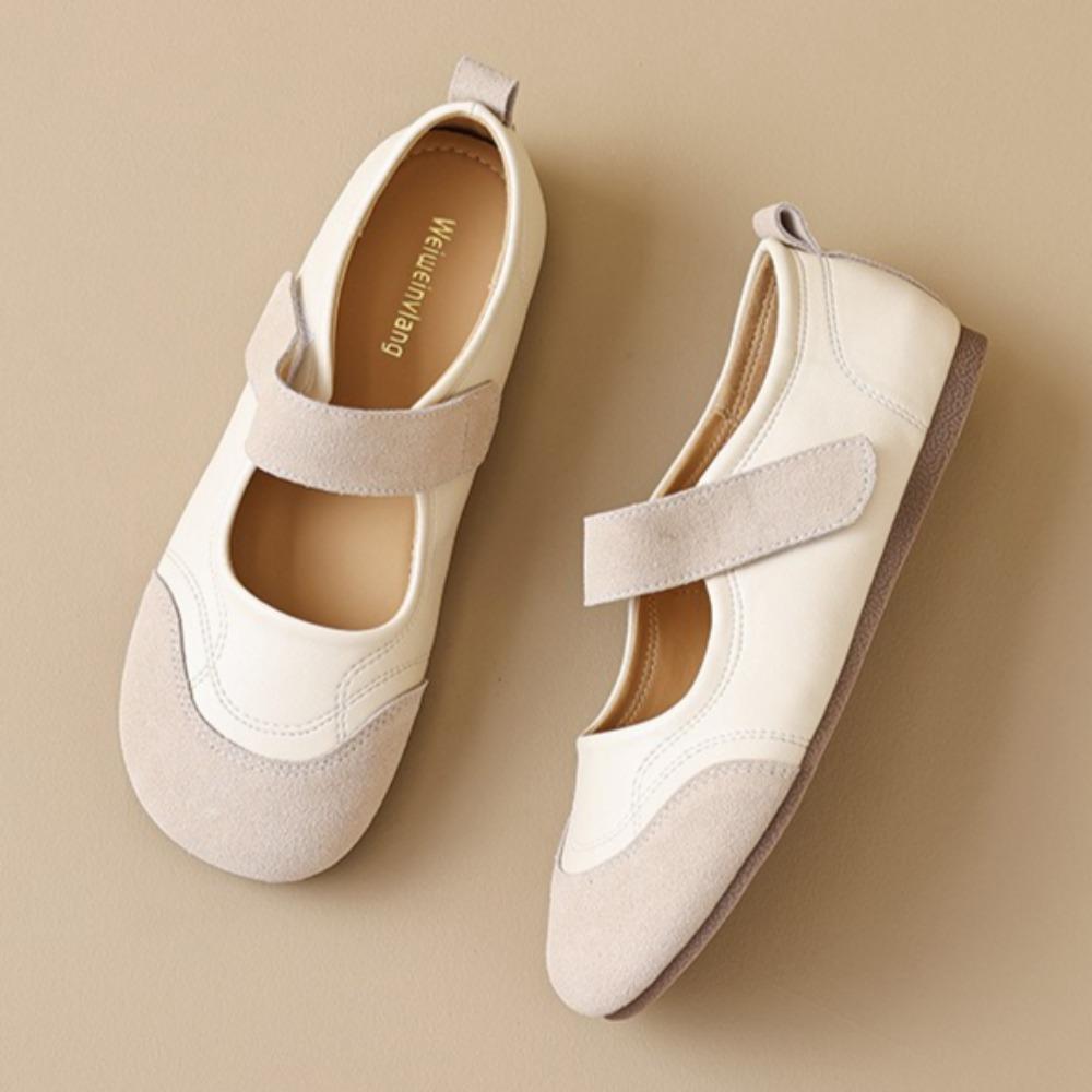 Women's Flats Leather Mary Jane Shoes Women's French Round Toe Flat Shoes Soft Sole Women's Shoes