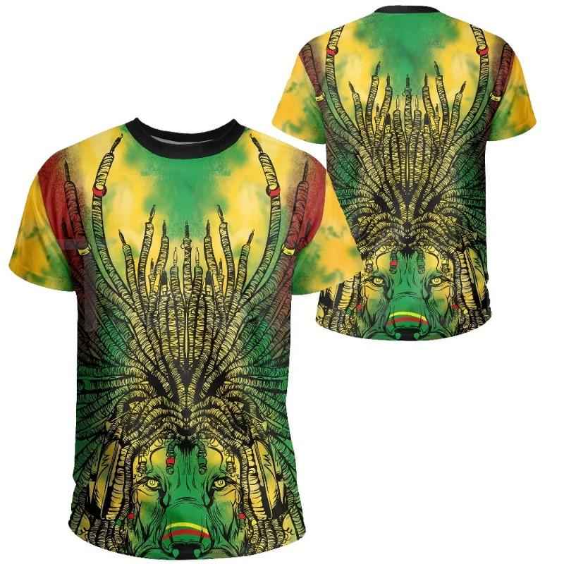 Tessffel Jamaica Lion Emblem Zomer Nieuwe Mode 3D Print Tops Tee T-shirt Mannen Vrouwen Korte Mouw T-shirt Streetwear Stijl-4