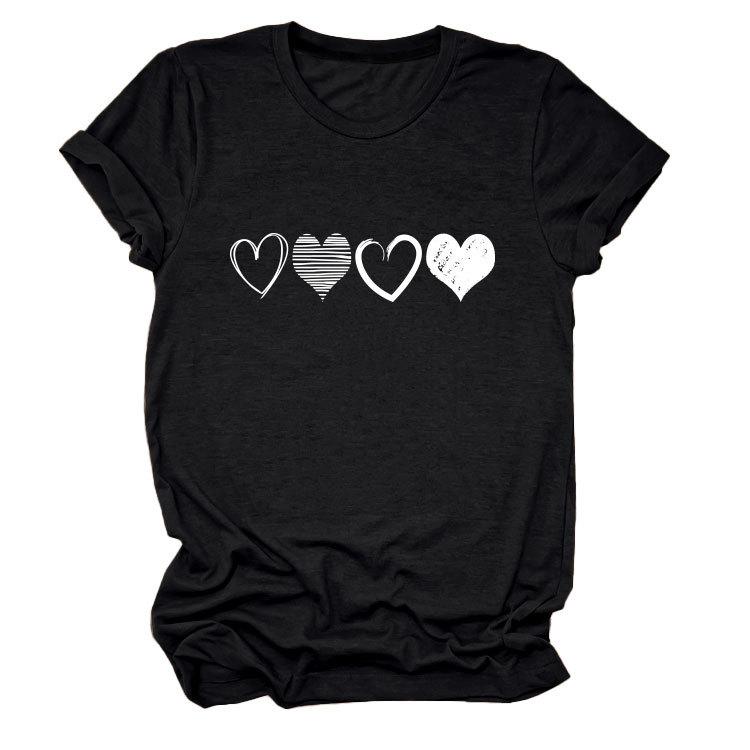 Fashion Trends Four Different Hollow-Out Love Women's Crew Neck Short Sleeve T-Shirts