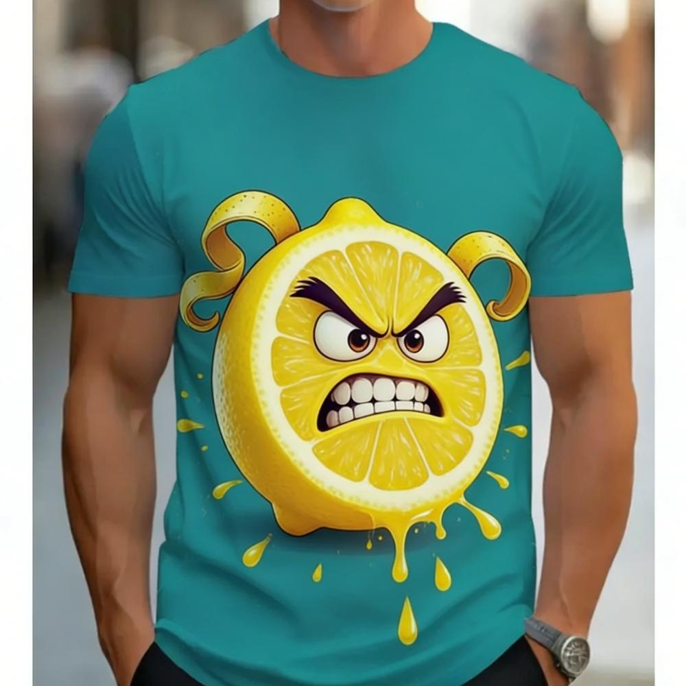 Interesting Fruits 3d Print T-Shirt Casual Loose Fashion Round Neck Summer Men's Breathable Oversized T-Shirt