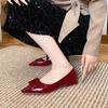 Fashion Delicate Low Heels Shoes Woman Red Japanned Leather Pumps Female Office Work Loafers Brides Tacones Mary Janes Ladies Escarpins