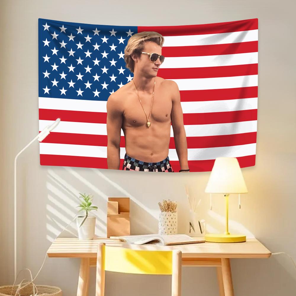 JJ Outerbanks Tapiserie JJ Maybank Americká vlajka Estetická dekorace Nástěnná závěsná Ložnice Kolej Pozadí Domov A Zahrada Banner