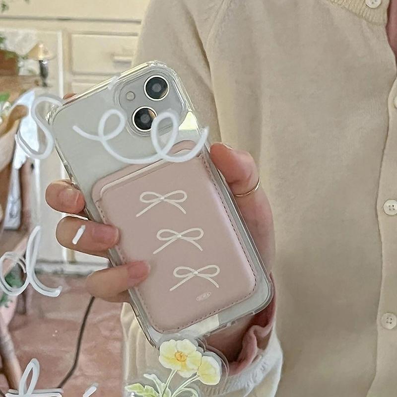 Süßer Schleifen-Schmetterling Perlen Handy-Rückseite Kartenetui Für Ausweis Bankkarte Für Magsafe Für iPhone Handy-Kartenhalter Halterung