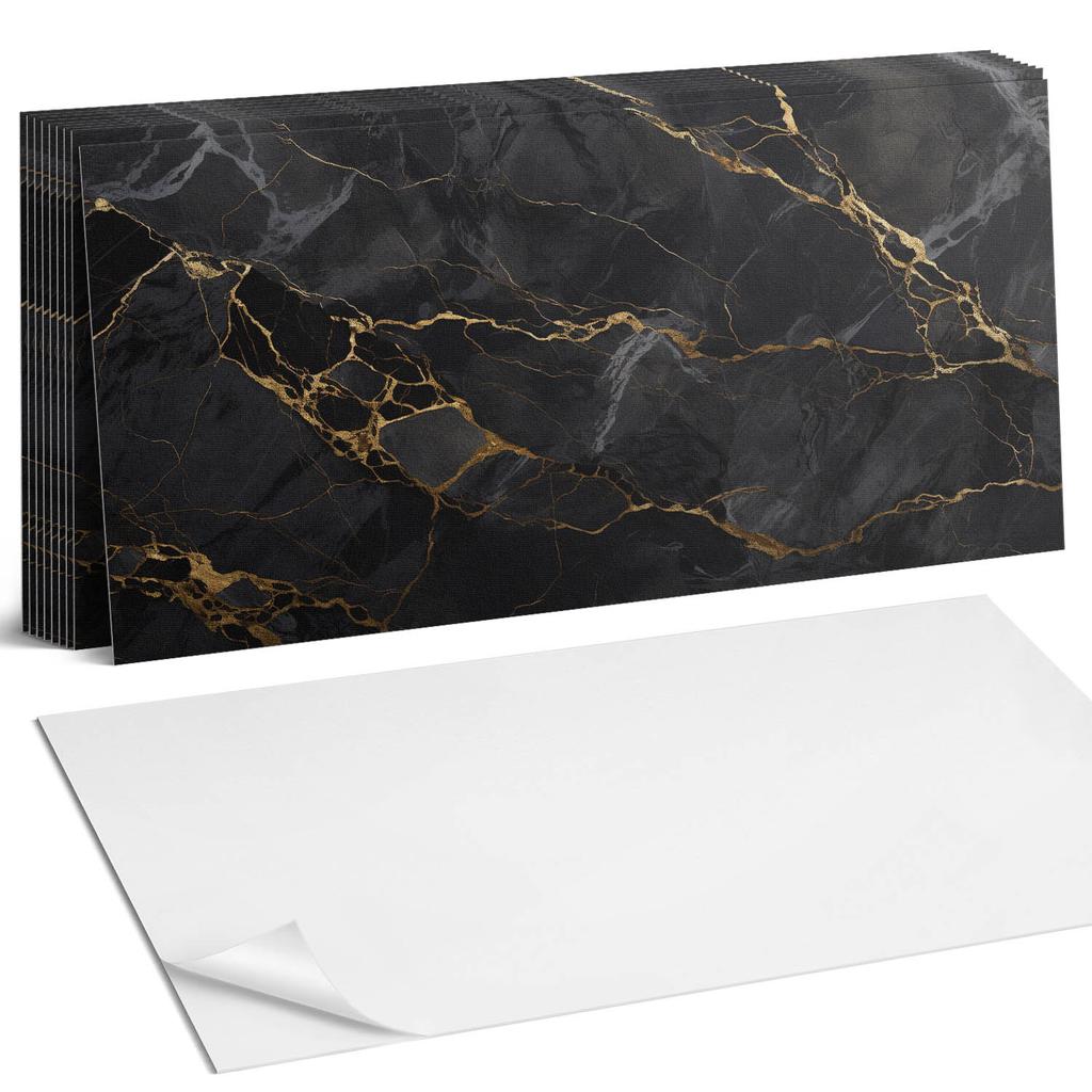Kafelki Winylowe Z Nadrukiem - Dekoracja Do Sypialni Elegancki Marmur Z Żyłkami 10X40X20 Cm