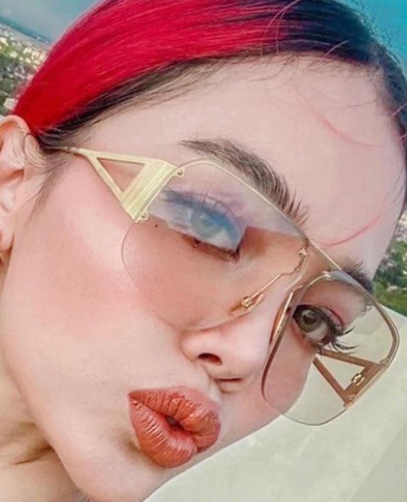 Square Large Frame Metal Sunglasses Women Vintage Fashion Gradient UV400 Lenses