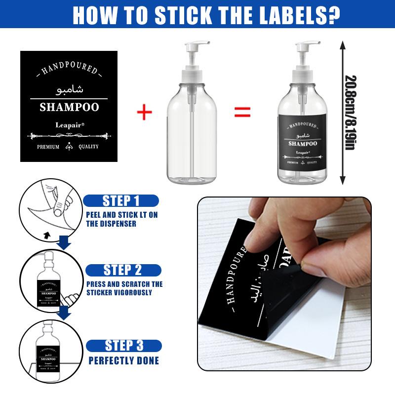 500ml Bathroom Soap Dispenser Bottle Shampoo Shower Gel Refillable Bottle Travel Storage Bottle Transparent Lotion Bottles with Labels