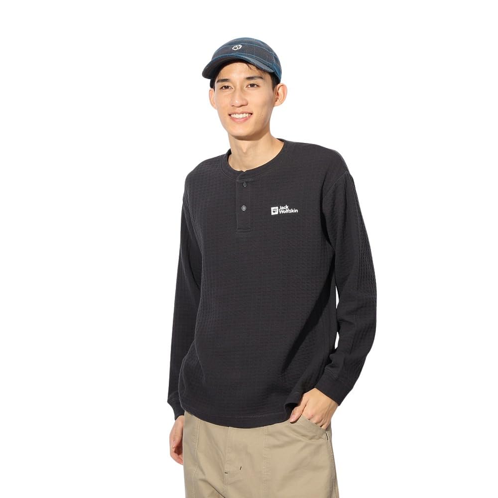 

Jack Wolfskin Long Sleeve Henley JP WAFFLE LS Stylish Men s T-Shirt (Big Waffle) [A63213 / T] 6350_phantom Asia_M