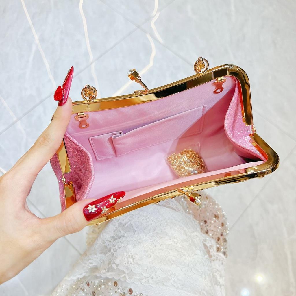 Handmade Diamond-set Clutch Bag, Formal Dress Bag, Single-shoulder Cross-body Handbag