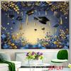 2D Flat 2D Flat - 2D Flat 2D Flat - 1pc 2D Flat Elegant Graduation Backdrop Black Graduation Gold Blue Gold Floral Decor Stars