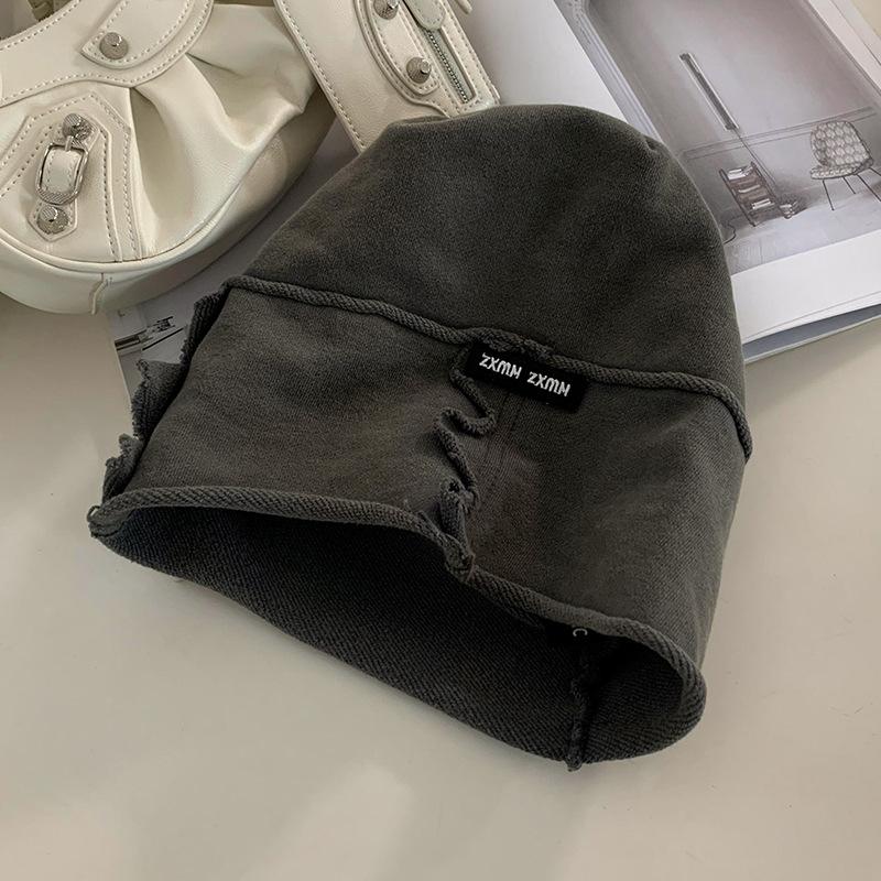Autumn and Winter Japanese Style Loose Big Head Circumference Hooded Cold Hat Korean Version Versatile Face Showing Small Hat Trend